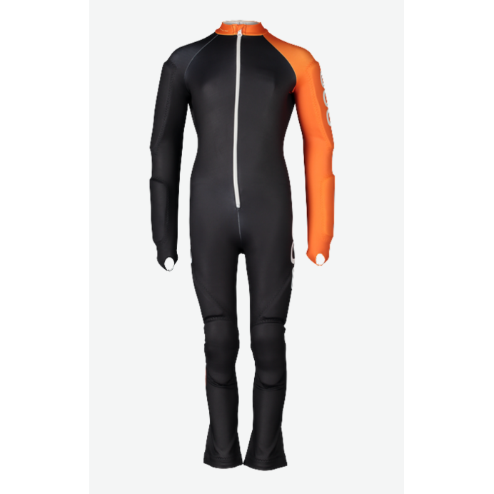 POC Junior Skin GS Ski Racing Suit - Uranium Black / Zink Orange sykäpuku