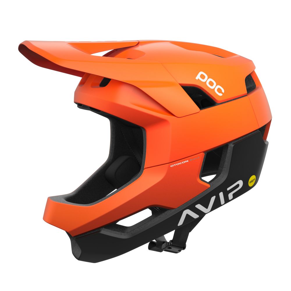 POC Otocon Race MIPS Full Face pyöräilykypärä - Fluorescent Orange AVIP / Uranium Black Matt